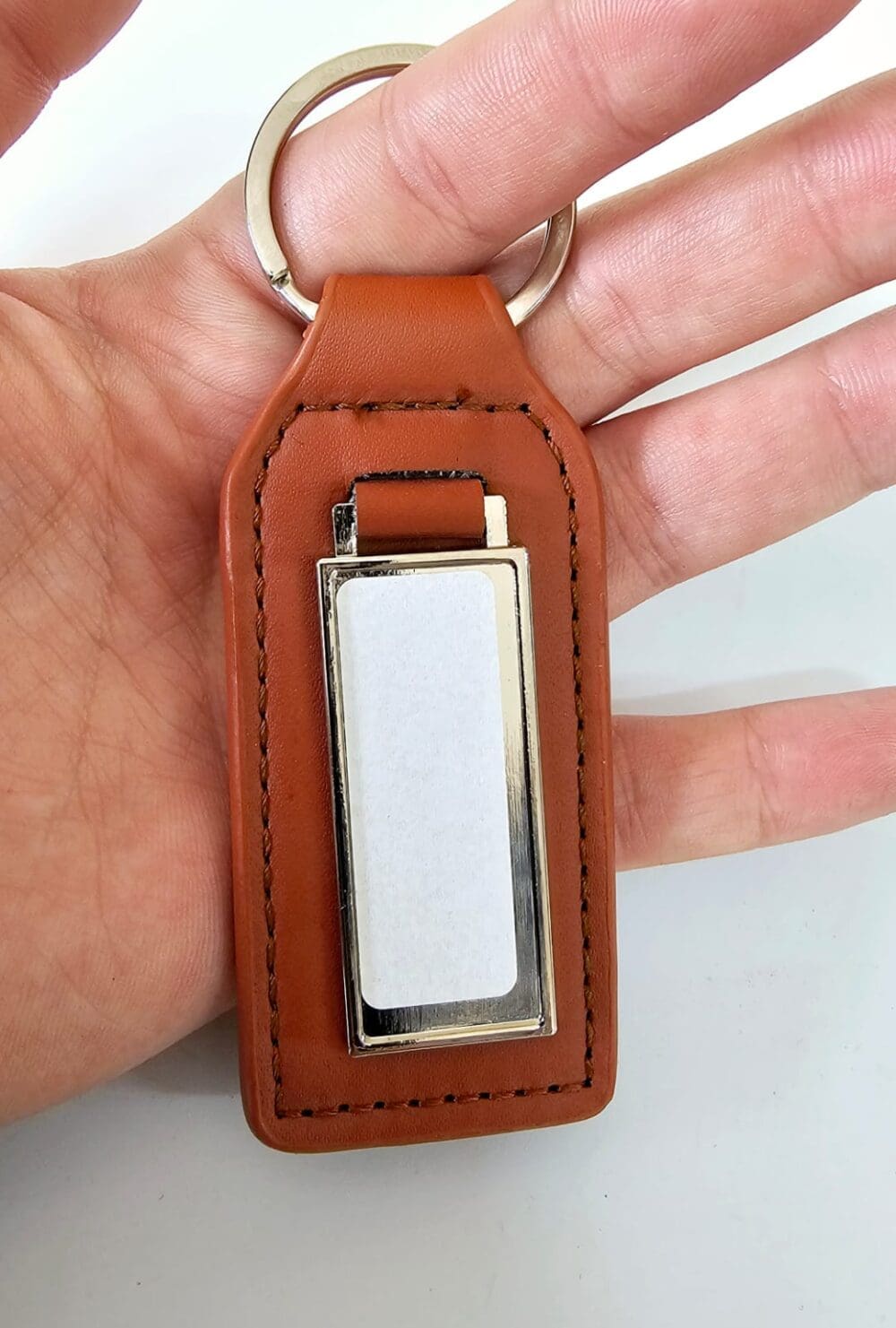 Sublimation Blanks : PU Rectangle Leather Keyring with metal insert (TTX)