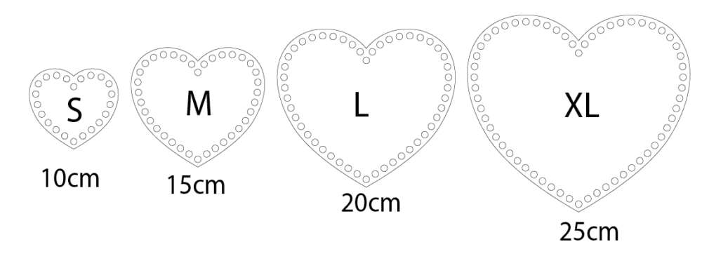 Laser Blanks : Heart Shaped 3mm Clear Acrylic for Crochet Bases for Baskets or Bags (4 Sizes)
