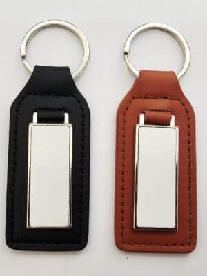 Sublimation Blanks : PU Rectangle Leather Keyring with metal insert (TTX)