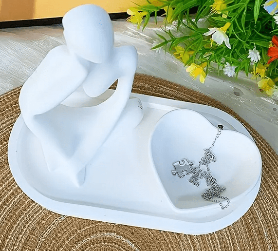 Resin & Epoxy : 3 Piece Silicone Mould Set Tray, Heart, Figurine [Code TU184_E)