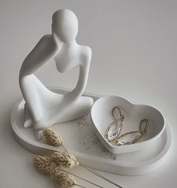 Resin & Epoxy : 3 Piece Silicone Mould Set Tray, Heart, Figurine [Code TU184_E)