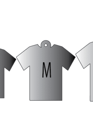Tshirts Laser Acrylic Shapes : 3mm BLACK or WHITE S, M or L, Tshirt Keychain + 30mm Silver Split Keyring