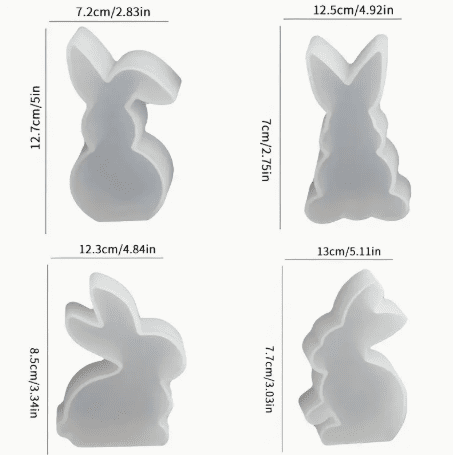 Resin & Epoxy : 4 Piece Easter Bunny Silicone Mould Set [Code TU184_G)