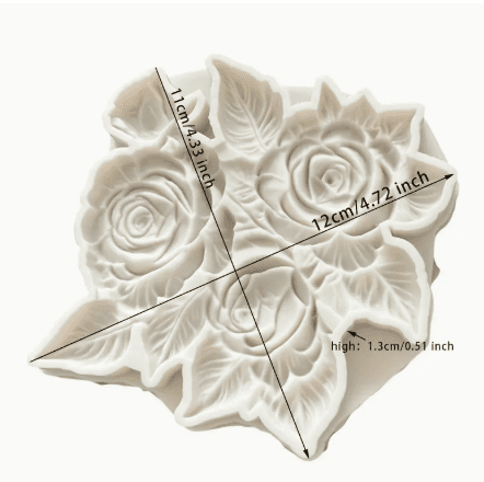 Silicone Mould : Elegant Rose and Leaf Silicone Mould