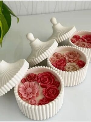 Silicone Moulds : Carnival Stripped Trinket Bowl with lid (STBx98)