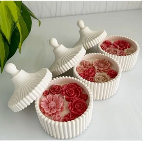 Silicone Moulds : Carnival Stripped Trinket Bowl with lid (STBx98)