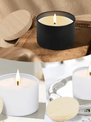 Wax Candle Supplies & Consumables : Black & White Tins (120ml)