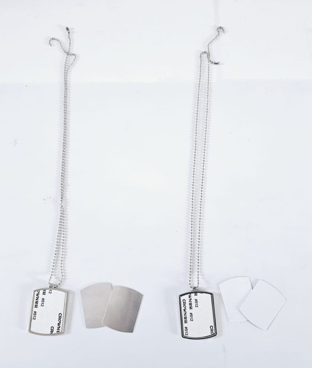 Sublimation Blanks : Double Sided Metal Army Dog Tag (White & Silver) (TTX)