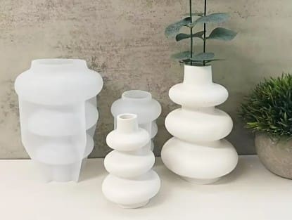Silicone Mould : 2 Piece Ripple Bloom Vase Set Silicone Mould (RipBl2)