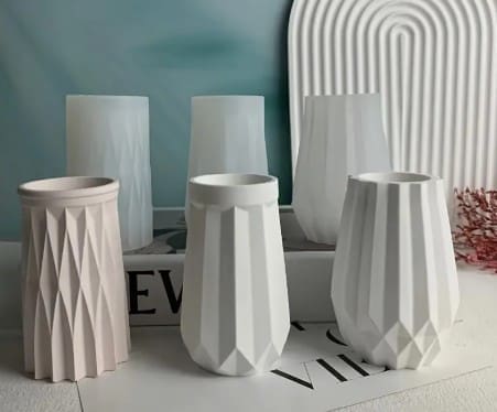 Silicone Mould : 3 Piece Origami Vase Silicone Mould Set (Code TUM_AG)