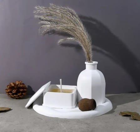 4PieceSetSquareLargeContainer;VaseAndIrregularTraySiliconeMould2 Resin & Epoxy : 4 Piece Square Large Container Set; Vase and Irregular Tray Silicone Mould (Code TUM_AB) + Casting Support Jig for the Vase mould