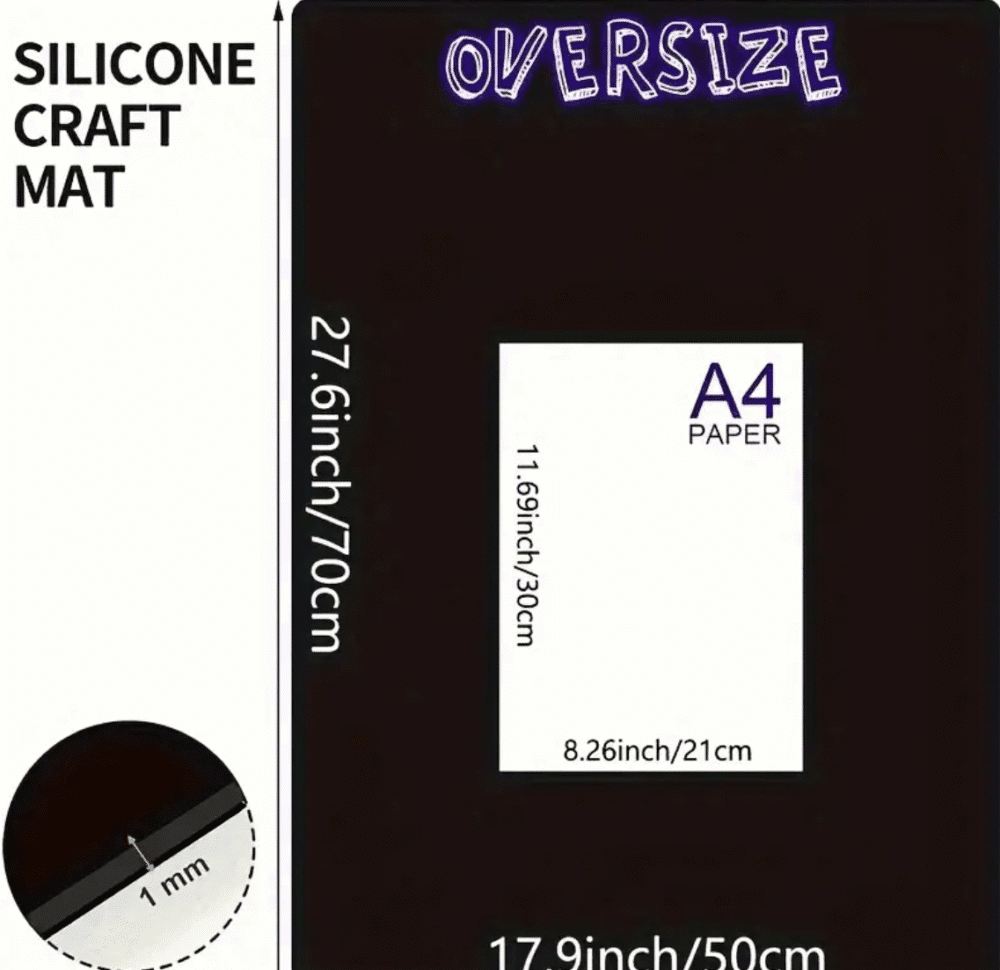 Arts & Crafts : Large Black Silicone Mats (50 by 70cm)