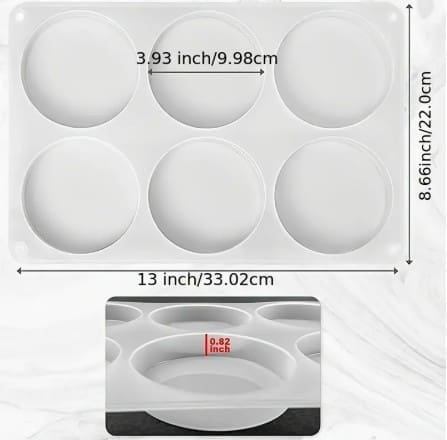 6-Cavity Deep Round Coaster Mould2 Resin & Epoxy : 6 Cavity, 2cm Deep, Round Deep Coaster Silicone Mould (6CAV)