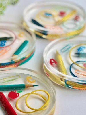 Cavity 6 coaster_teacher2 Resin & Epoxy : 6 Cavity, 2cm Deep, Round Deep Coaster Silicone Mould (6CAV)