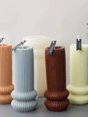 Geometric Striped Bamboo Basket Silicone Mould.2 Silicone Moulds : Ribbed Silicone Candle Mould (RCSCM)