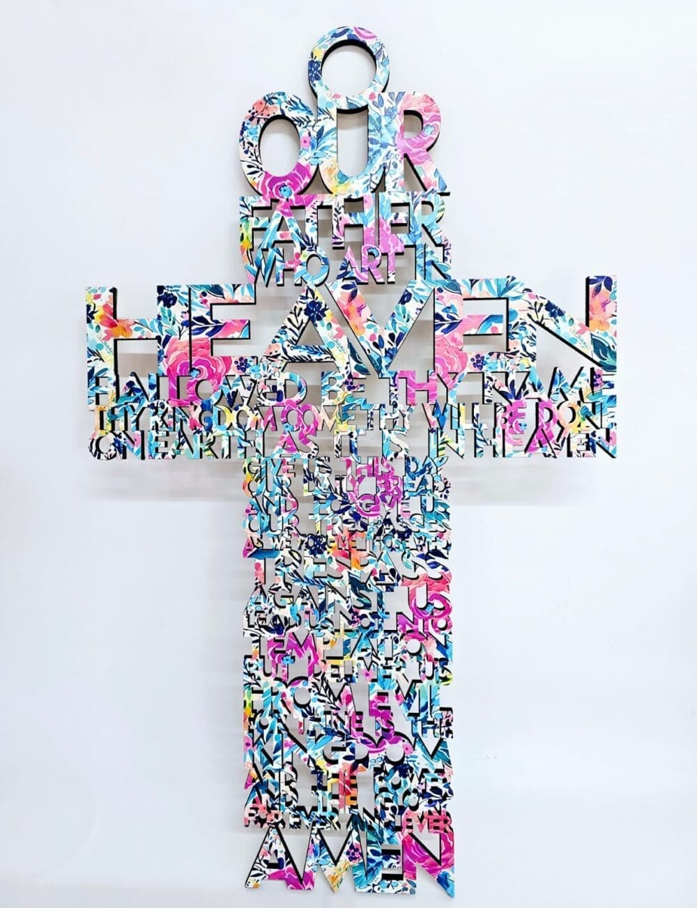UV DTF : UV Direct Print to Floral Themed MDF God Our Father Wall Hanging (6mm) (Code XO1)