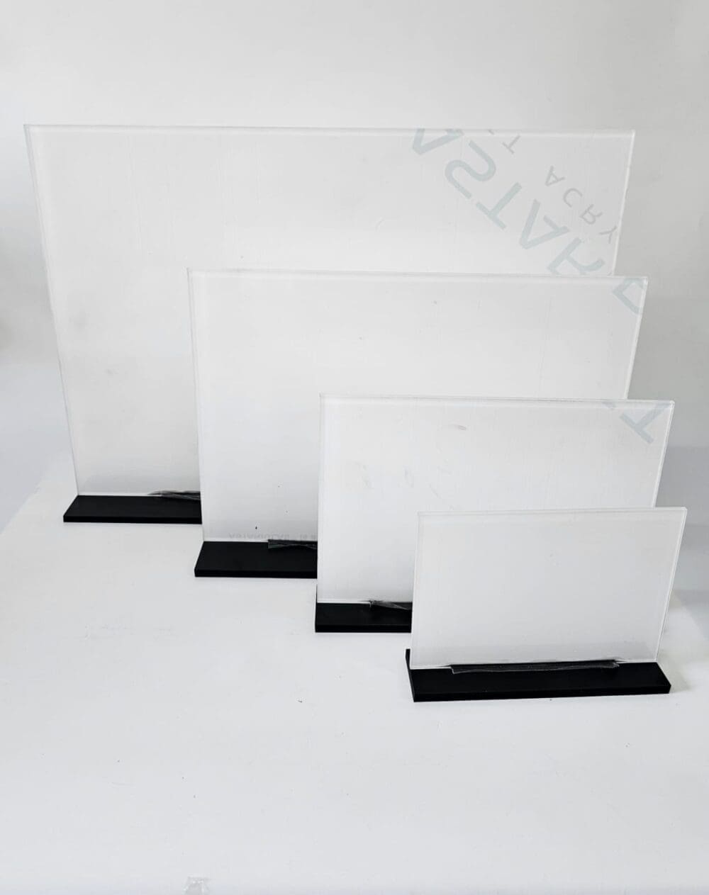 3D UV Print : Direct to 3mm CLEAR Acrylic Boards with lip & 6mm Black Melamine or 5mm Clear Acrylic Stand (A6, A5, A4 & A3, Portrait or Landscape)