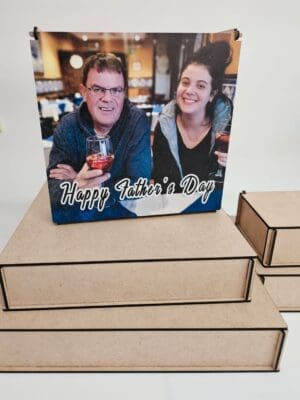 MDF Box UV Print2 3D UV DTF PRINTS : Direct to 3mm Square MDF Wooden Boxes (5 Sizes)