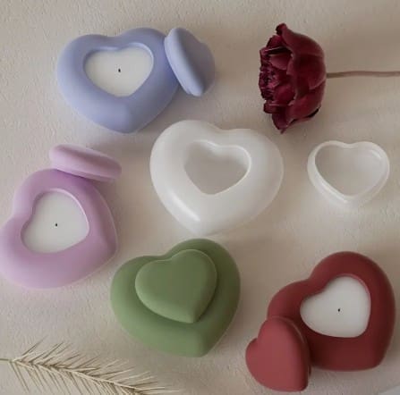 Silicone Heart Shaped Candle Mould 2 Silicone Moulds : Silicone Heart Shaped Jar (SHSJ)