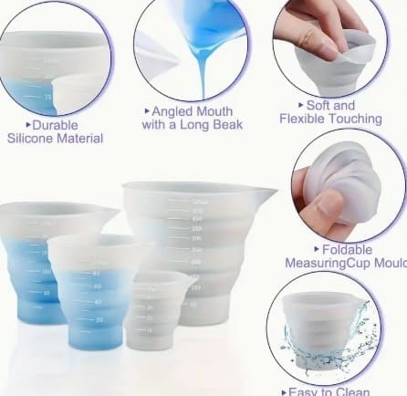 Arts & Crafts : Foldable Silicone Measuring Cups (250ml & 500ml)