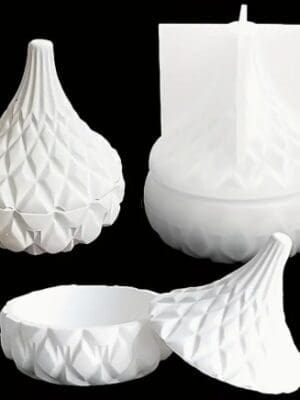 Silicone Moulds : 2 Piece Geometric Storage Jar & Lid Silicone Mould (Geo98)