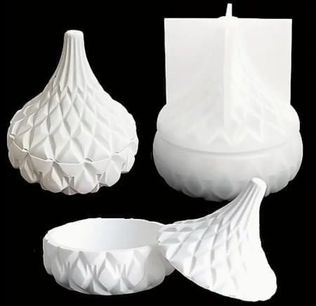 Silicone Moulds : 2 Piece Geometric Storage Jar & Lid Silicone Mould (Geo98)