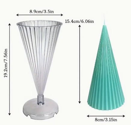 Plastic Mould:  Striped Coned Pillar Candle Plastic Mould (SCP)