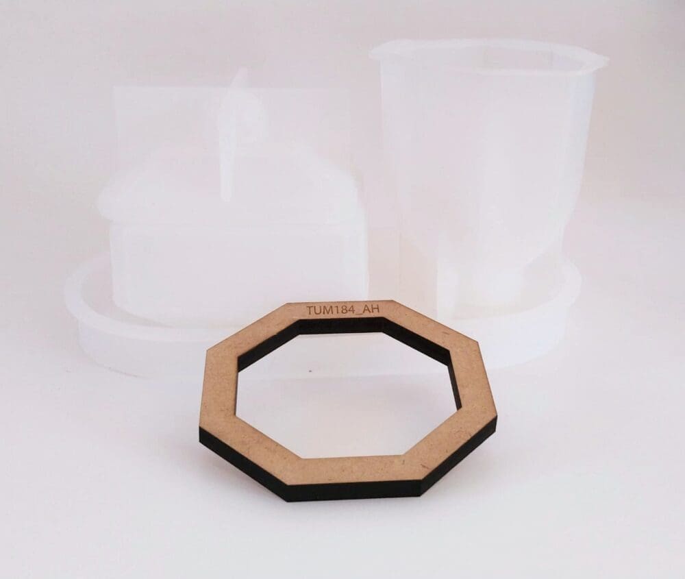 Resin & Epoxy : 4 Piece Oval Tray + Square Storage Container & Polygon Vase (TU184_AH) + Casting Support Jig for the Vase mould