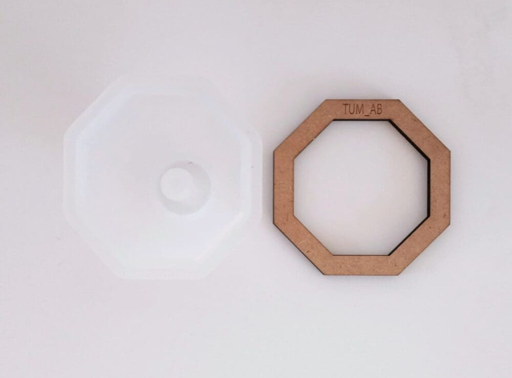 TUM_AB Resin & Epoxy : 4 Piece Square Large Container Set; Vase and Irregular Tray Silicone Mould (Code TUM_AB) + Casting Support Jig for the Vase mould