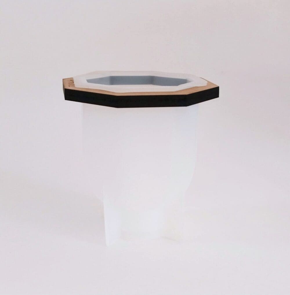 TUM_AB #2 Resin & Epoxy : 4 Piece Square Large Container Set; Vase and Irregular Tray Silicone Mould (Code TUM_AB) + Casting Support Jig for the Vase mould