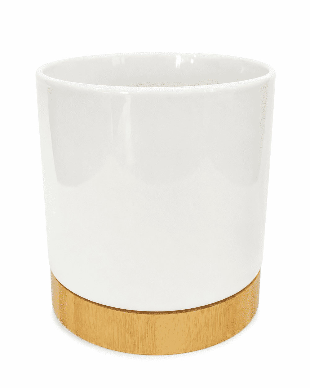 White Flower Pot With Wooden Base (ZZ) Sublimation Blanks : White Flower Pot With Wooden Base (ZZ)