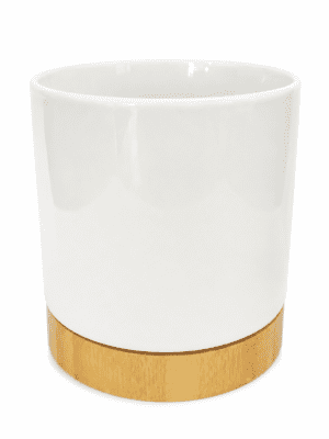 Sublimation Blanks : White Flower Pot With Wooden Base (ZZ)