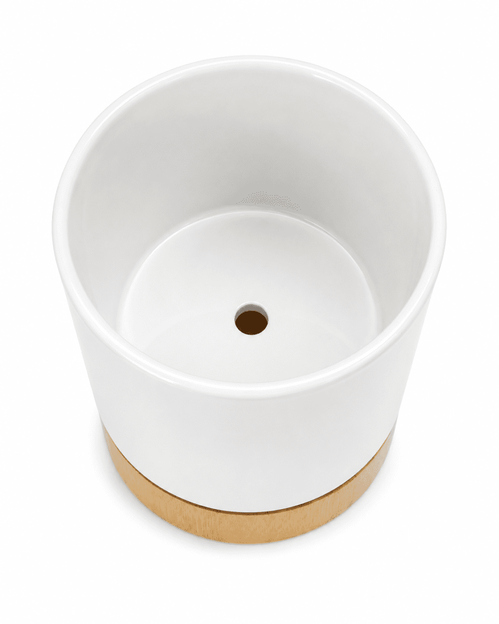 White Flower Pot With Wooden Inside Base (ZZ) Sublimation Blanks : White Flower Pot With Wooden Base (ZZ)