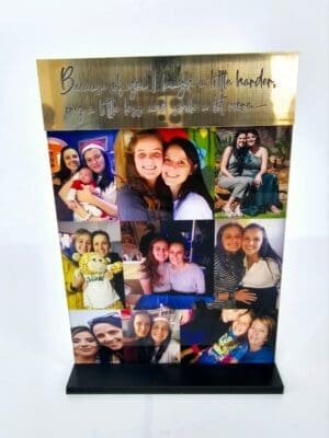 boardLip 3D UV Print : Direct to 3mm CLEAR Acrylic Boards with lip & 6mm Black Melamine or 5mm Clear Acrylic Stand (A6, A5, A4 & A3, Portrait or Landscape)