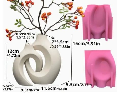 Silicone Mould: 2 pc Nordic Vase Silicone Mould (2PC-NVSM)