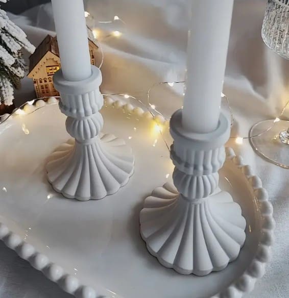 Silicone Mould : 2 Piece Retro Roman Column Candle Holder Silicone Mould (RRCH)