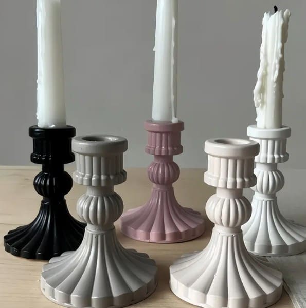 Silicone Mould : 2 Piece Retro Roman Column Candle Holder Silicone Mould (RRCH)