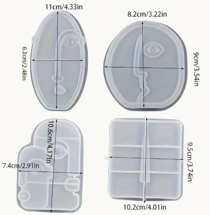 Silicone Mould : 4 Piece  Abstract Faces Silicone Moulds (FSM)