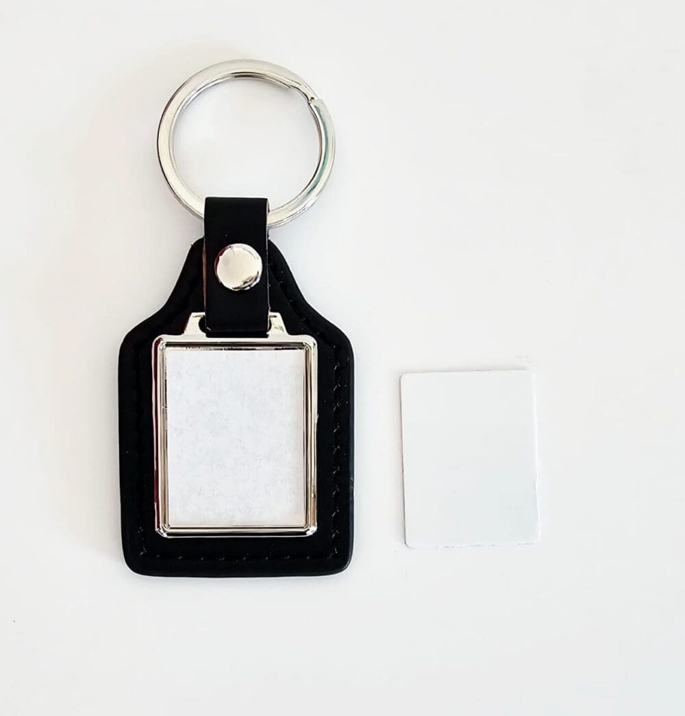 Sublimation Blanks : Square PU Leather Keyring with metal insert (TTX)