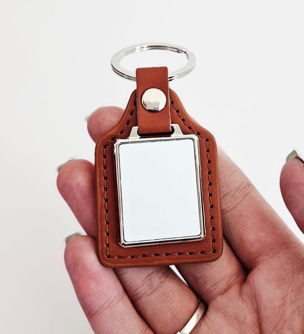 Sublimation Blanks : Square PU Leather Keyring with metal insert (TTX)