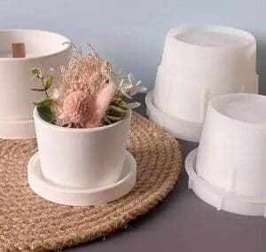 Cylindrical Flower Pot Silicone Moulds Silicone Mould : Dual-Size Cylindrical Flower Pots Silicone Mould (DZFP)