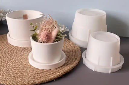 Silicone Mould : Dual-Size Cylindrical Flower Pots Silicone Mould (DZFP)