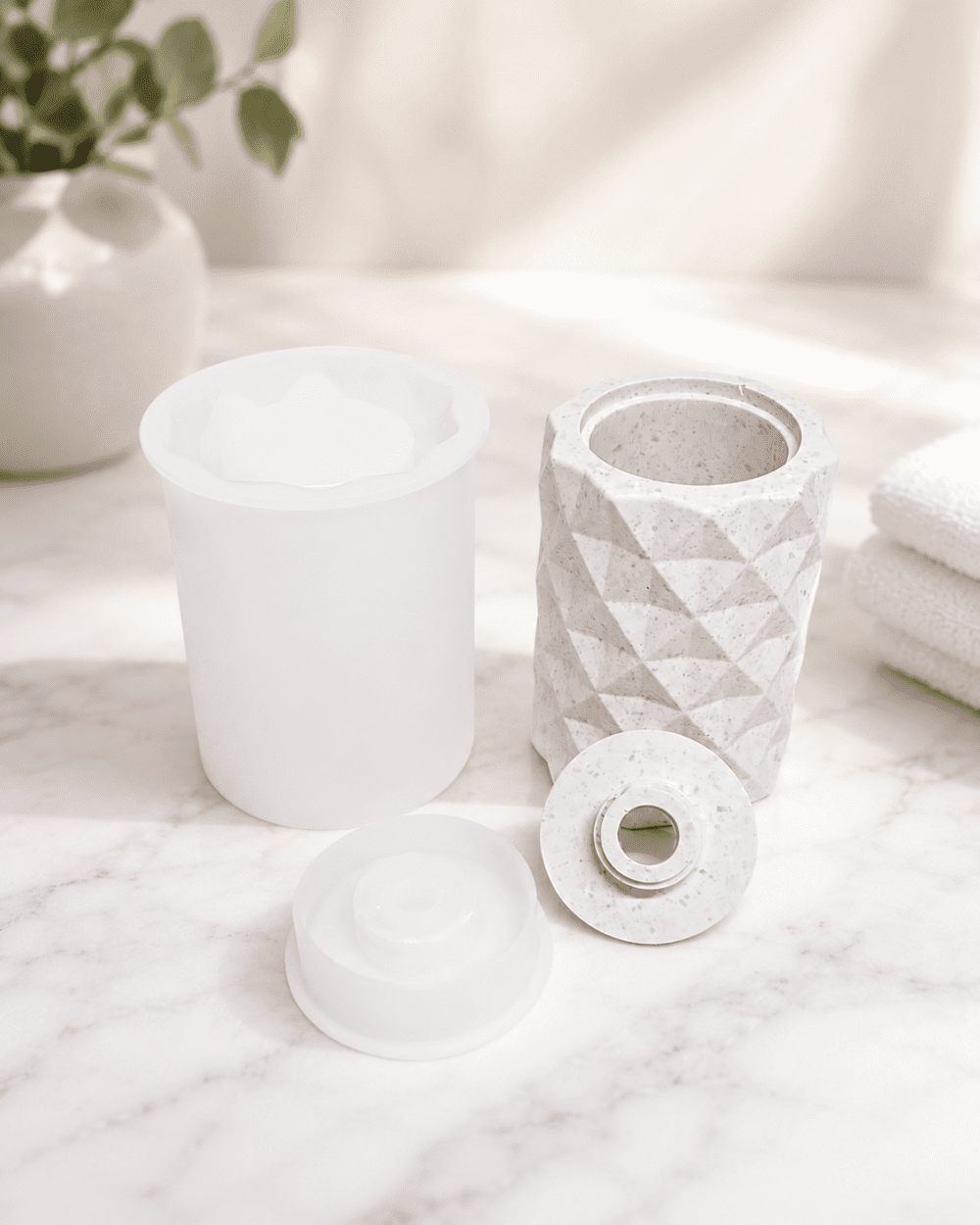 Diamond_SLD_5_7 Silicone Mould : Dual Cylinder Diamond Soap & Lotion Dispenser or Diffusor Silicone Mould (SLD_05)