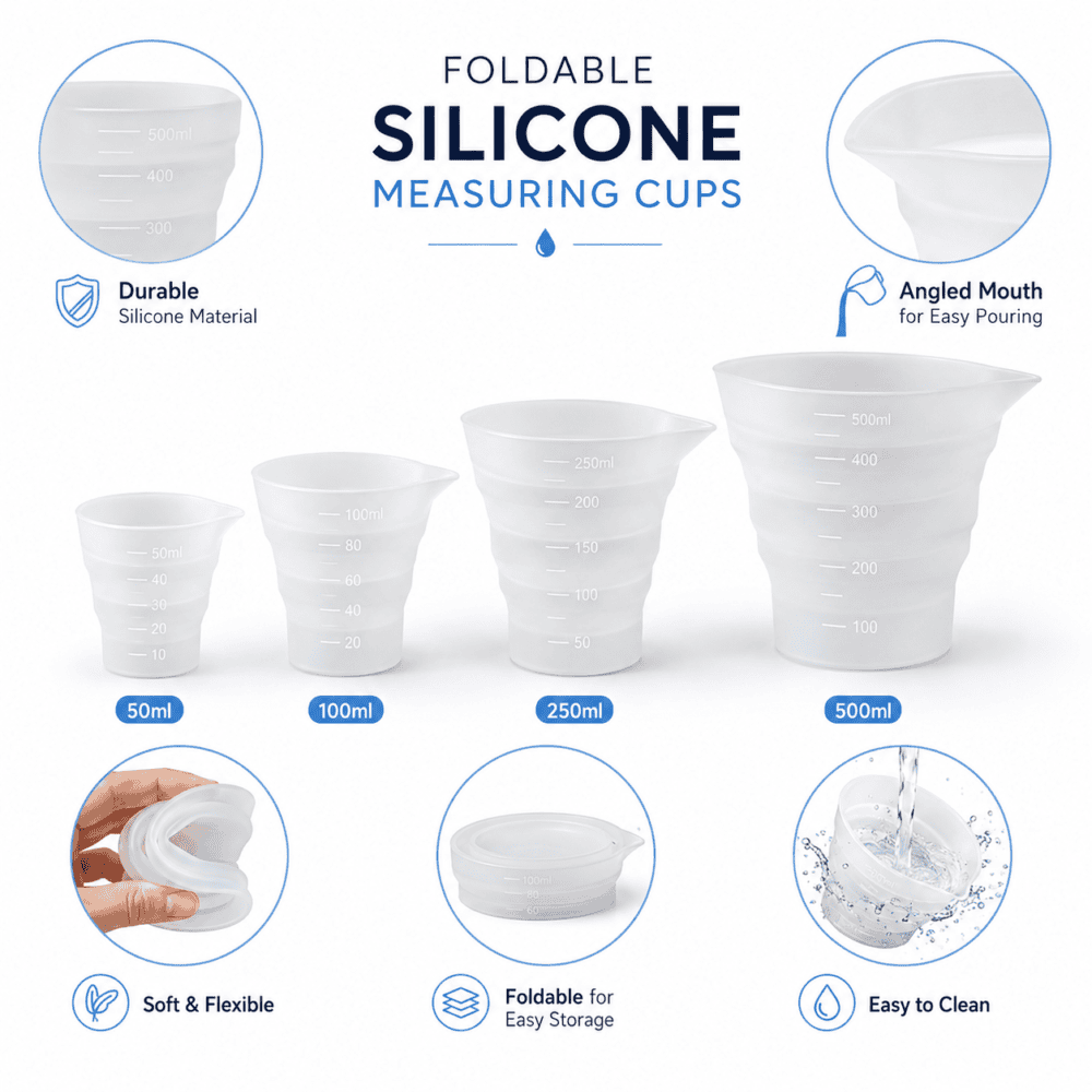 Arts & Crafts : Foldable Silicone Measuring Cups (250ml & 500ml) [PREORDER]