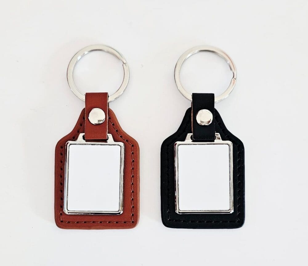 Sublimation Blanks : Square PU Leather Keyring with metal insert (TTX)