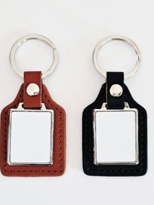 Sublimation Blanks : Square PU Leather Keyring with metal insert (TTX)