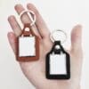 Sublimation Blanks : Square PU Leather Keyring with metal insert (TTX)