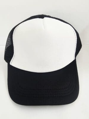 Sublimation Blanks : White 5-Panel Black Truck Cap For Sublimation (TTX)