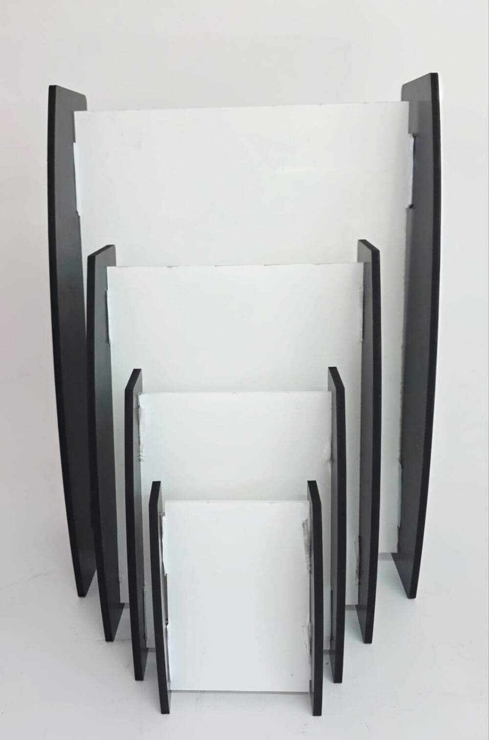 Laser Blanks : 3mm CLEAR Acrylic Boards with Curved 6mm Black Melamine Sides (Portrait and Landscape)