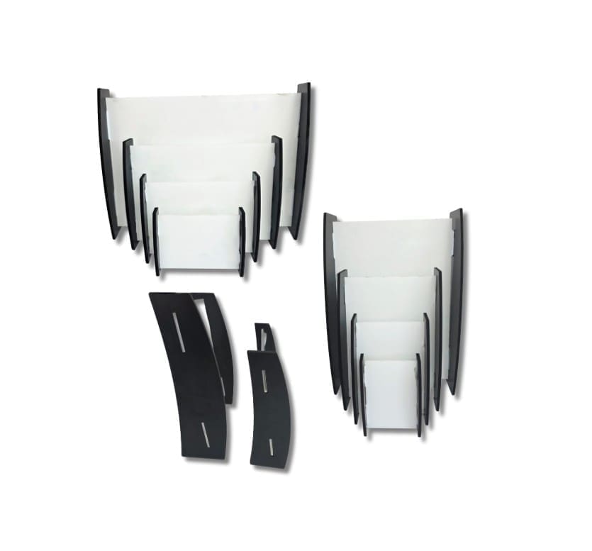 Laser Blanks : 3mm CLEAR Acrylic Boards with Curved 6mm Black Melamine Sides (Portrait and Landscape)